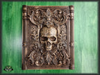 Skull carved panel made of wood, wood wall art, carved skull of wood, wall decor carving, Santa Muerte, Dark Art