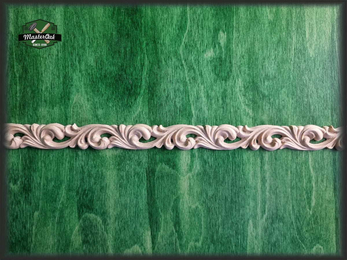 Ornamental Baroque Style Frieze Moulding, 40" Carved wooden Baguette, Carved timber unfinished wood trim moulding corner piece