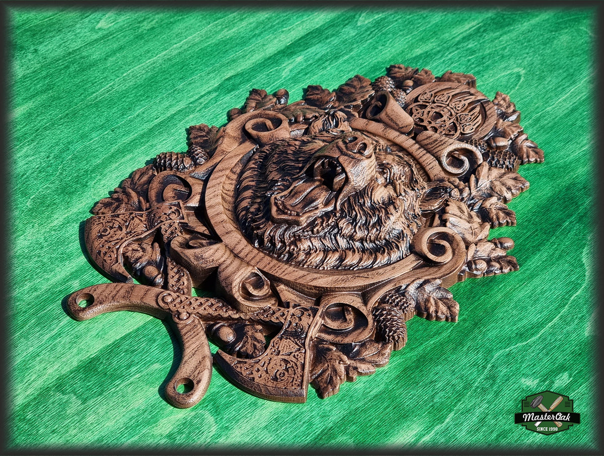 Angry Celtic Bear,  Celtic wood carving, Viking carving, Celtic Lord Of Woods, Wall art, Wall decor, Wall hanging