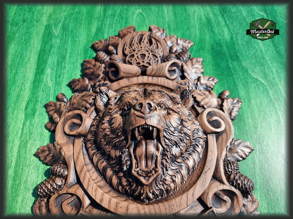 Angry Celtic Bear,  Celtic wood carving, Viking carving, Celtic Lord Of Woods, Wall art, Wall decor, Wall hanging