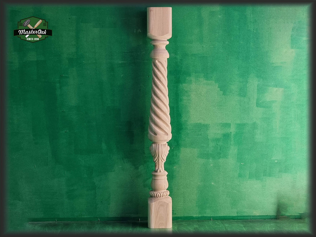 Carved balustrade of wood, carved banister of wood, stair balusters, Custom size wood balusters for stairs