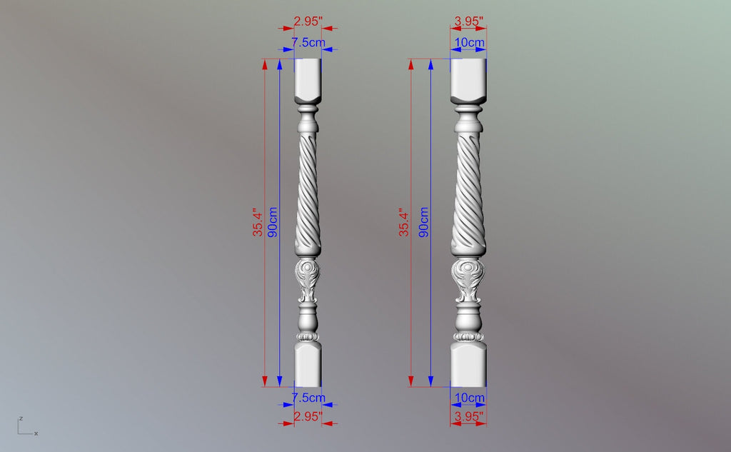 Carved balustrade of wood, carved banister of wood, stair balusters, Custom size wood balusters for stairs