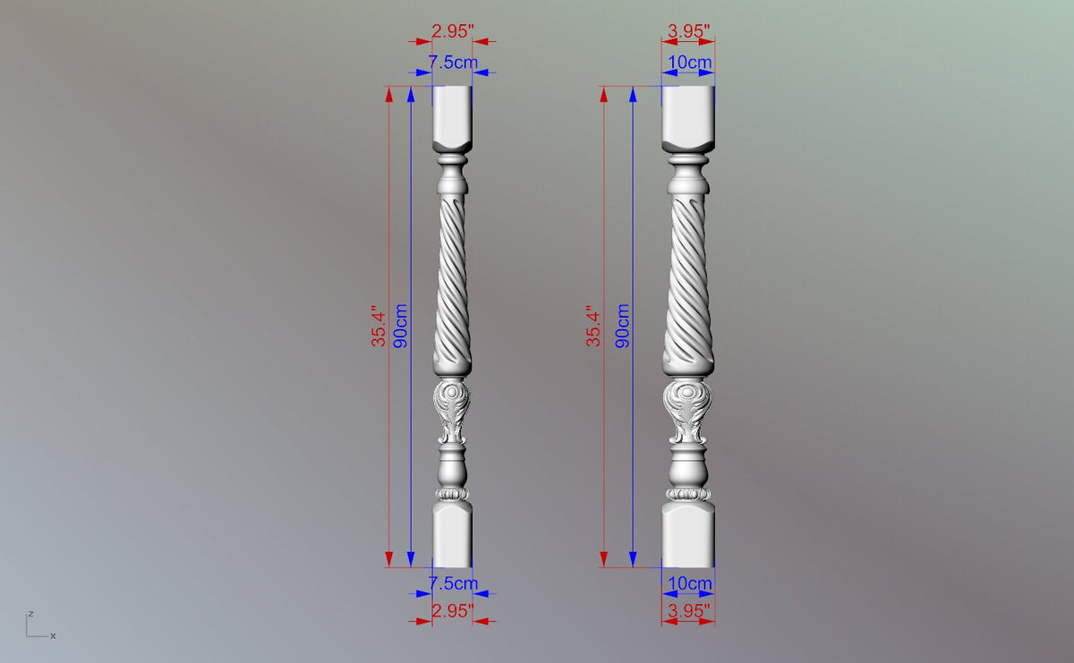 Carved balustrade of wood, carved banister of wood, stair balusters, Custom size wood balusters for stairs