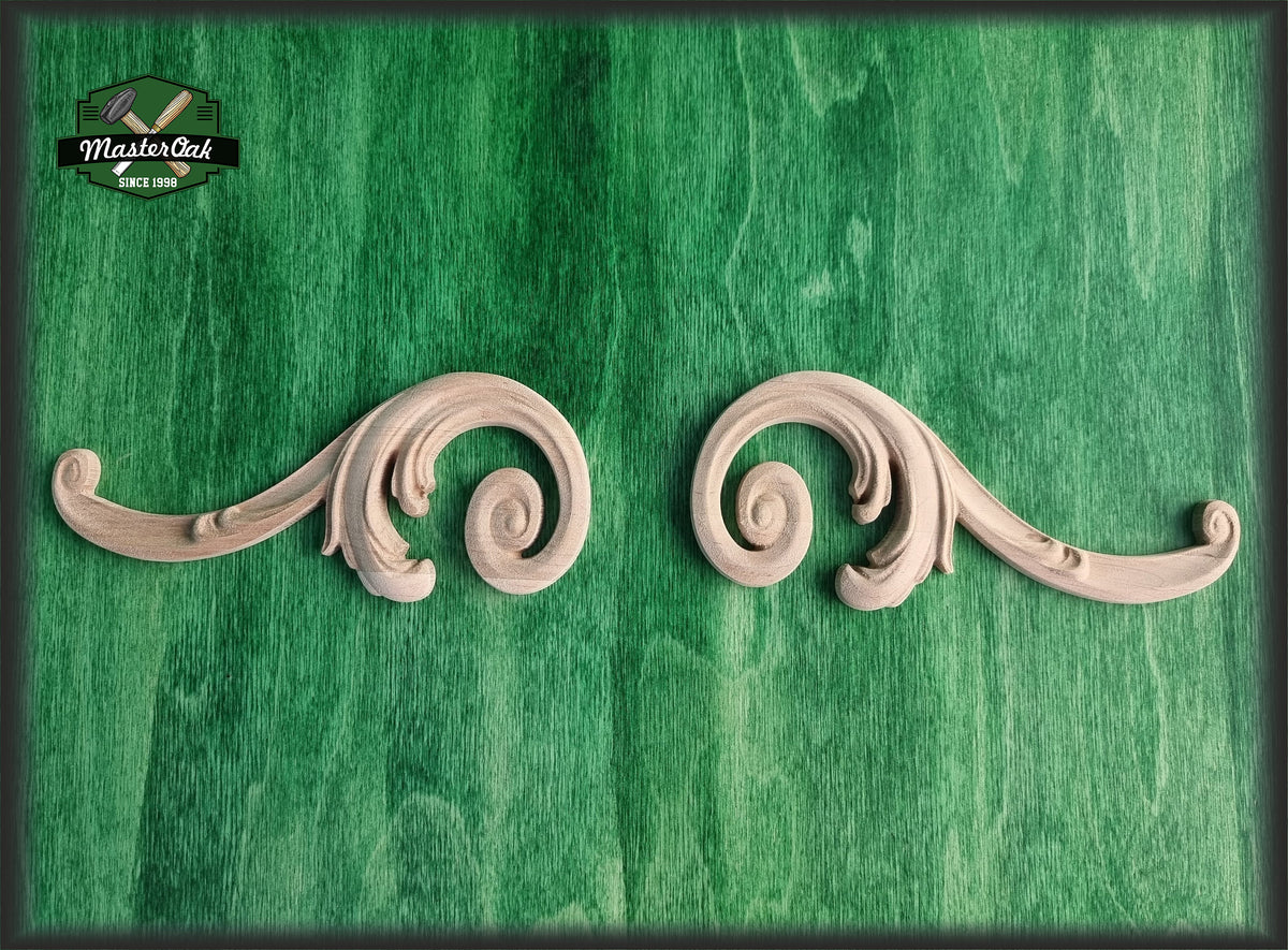 Hardwood Victorian Corner Onlays For Doors, Set of 2pc Lefr and Rigth, Unpainted