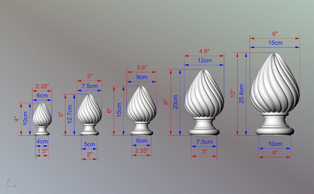 Decorative Twisted Wooden Finial, Staircase Newel Post Cap