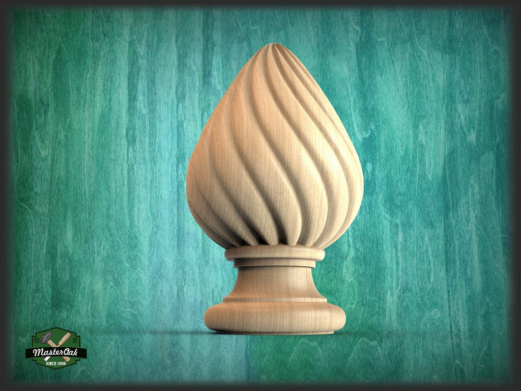 Decorative Twisted Wooden Finial, Staircase Newel Post Cap