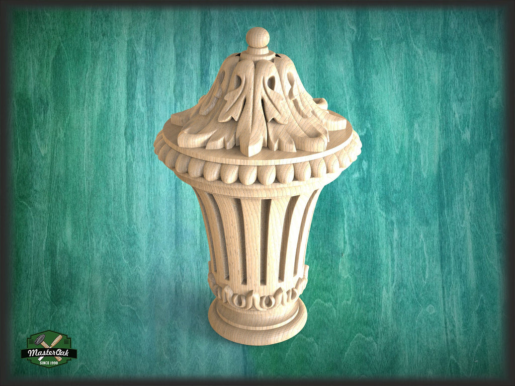 Carved Newel Post Caps, Ornate Decorative Newel Post Wooden Finial