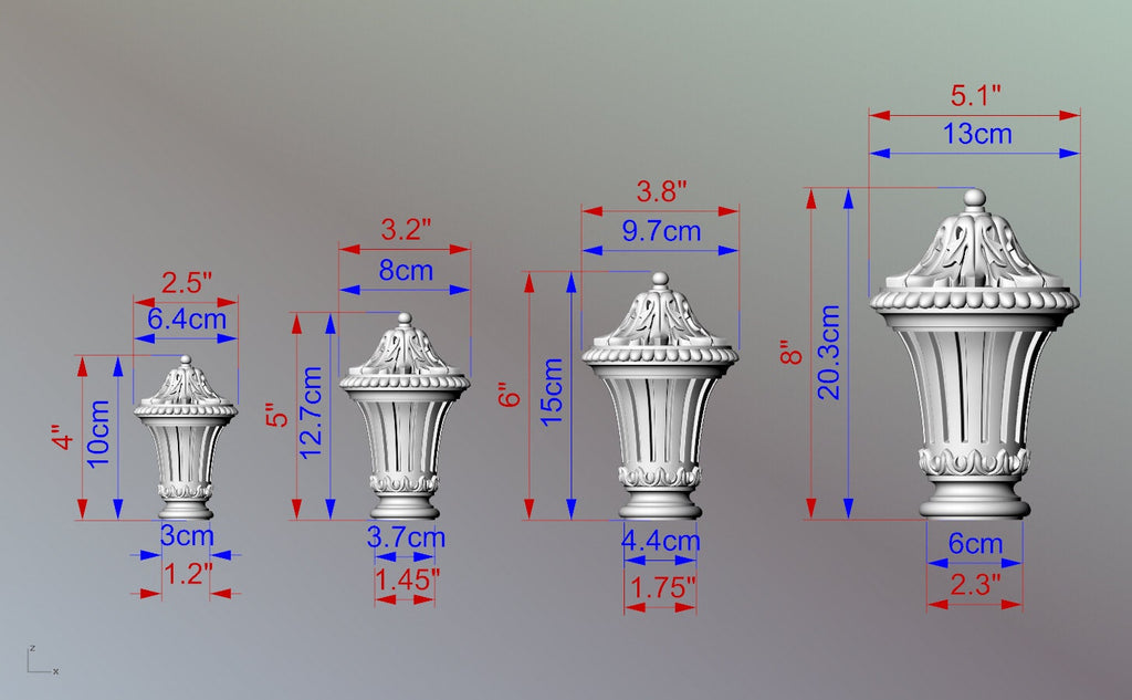 Carved Newel Post Caps, Ornate Decorative Newel Post Wooden Finial