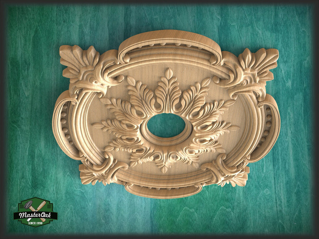 Round Architectural Applique Rosette Onlay Detailed Acanthus Ornamentation