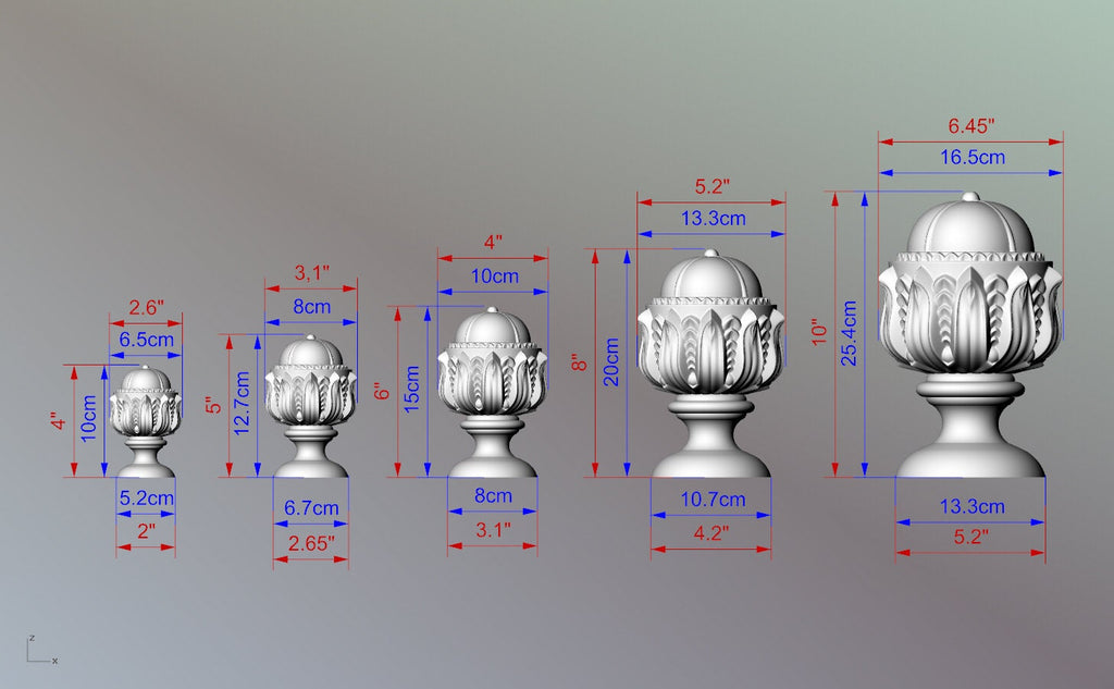 Hardwood Unpainted Classic Finial, Staircase Newel Post Cap