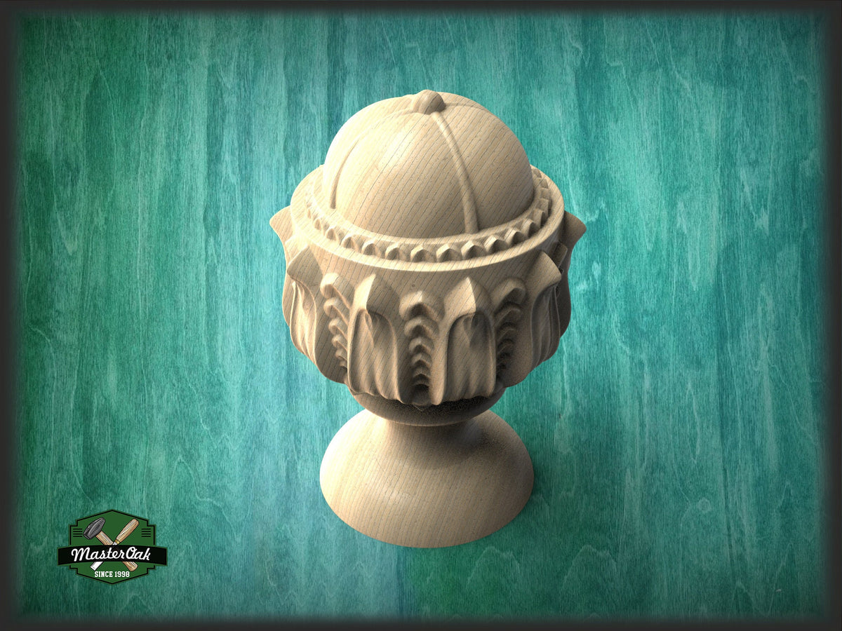 Hardwood Unpainted Classic Finial, Staircase Newel Post Cap