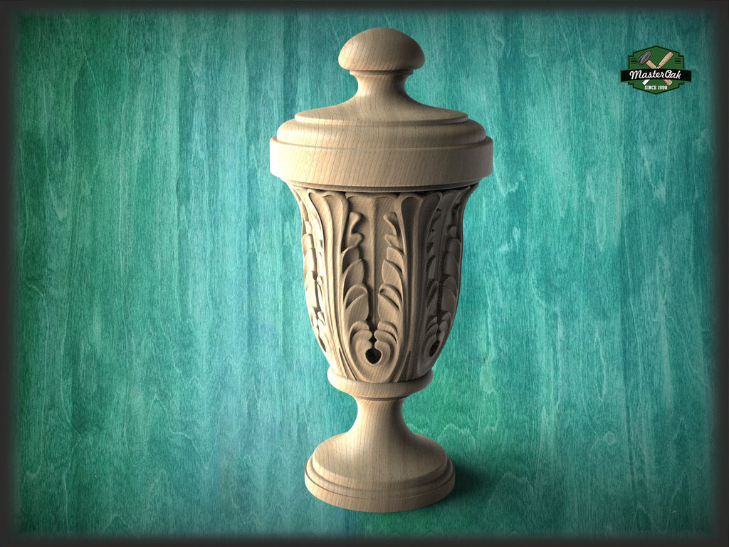 Round Newel Post Cap With Acanthus Leaves
