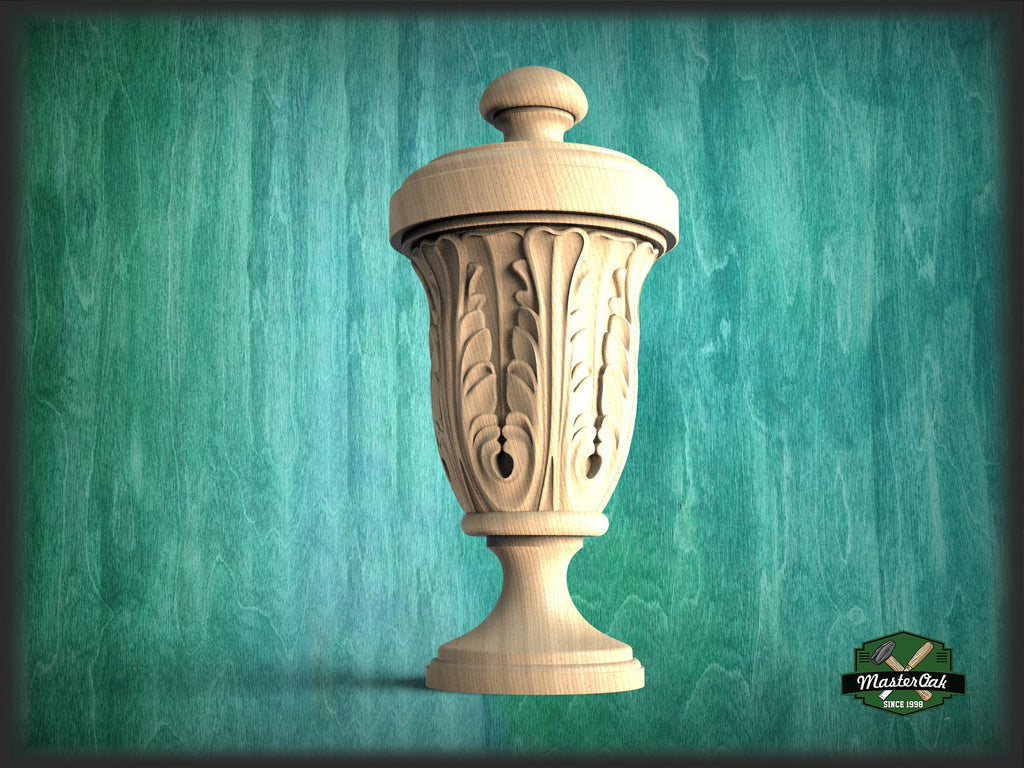 Round Newel Post Cap With Acanthus Leaves