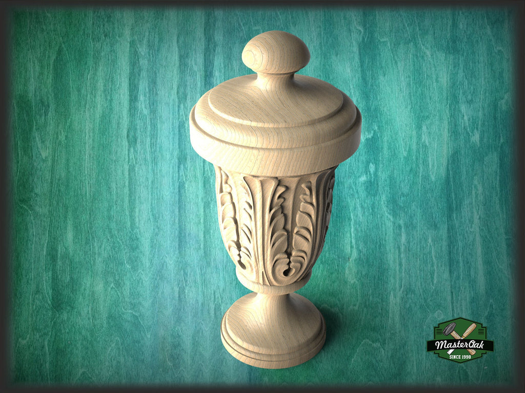 Round Newel Post Cap With Acanthus Leaves