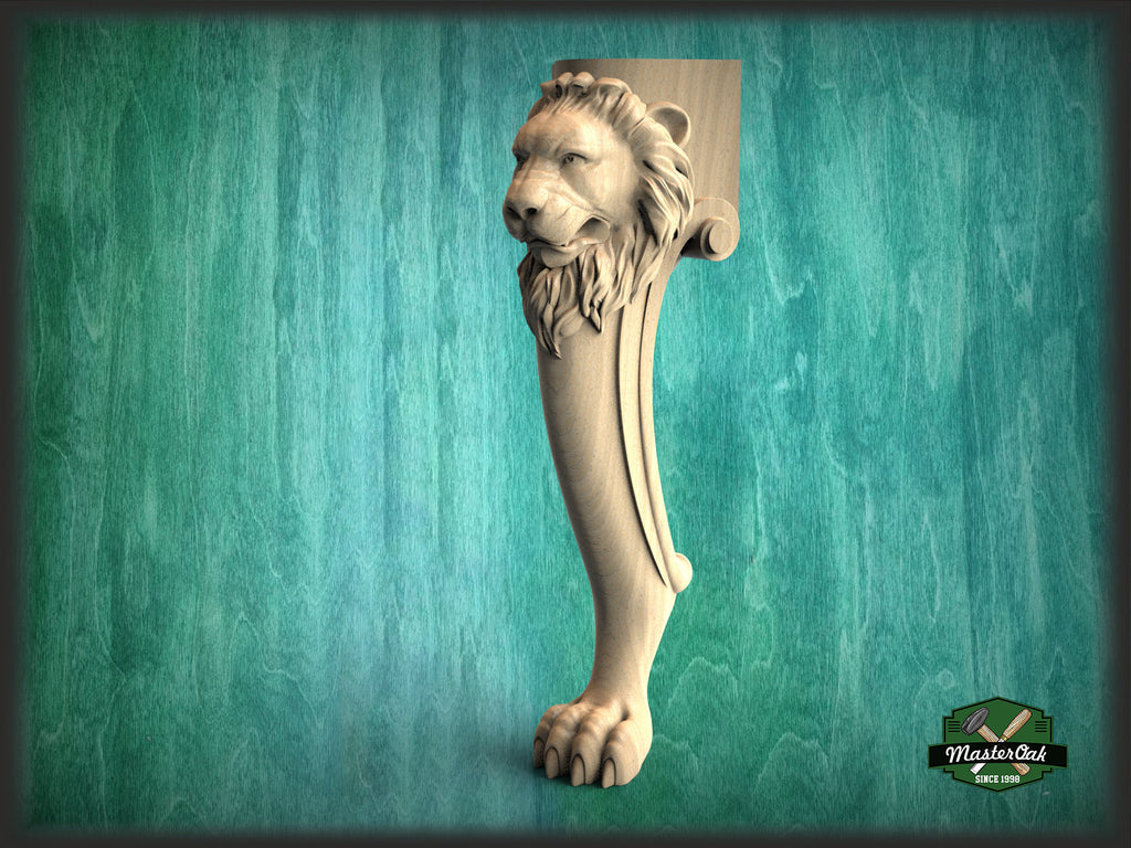 Table Leg Antique Style With Lion Head And Paw, 1 piece