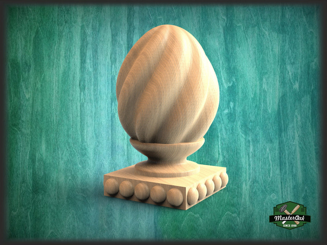 Ornamental Twisted Finial For Furniture with square bottom