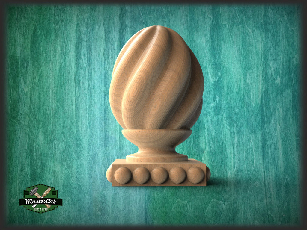 Ornamental Twisted Finial For Furniture with square bottom