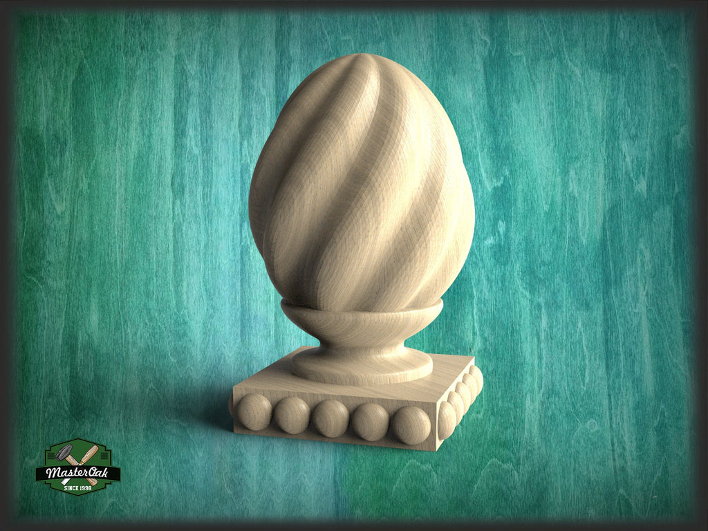 Ornamental Twisted Finial For Furniture with square bottom