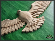 Load image into Gallery viewer, Flying Dove Wooden Wall Decor, Unfinished Carved Bird, Wedding Dove, Symbol of Peace and Innocence,Pigeon,Holy Spirit Dove Church
