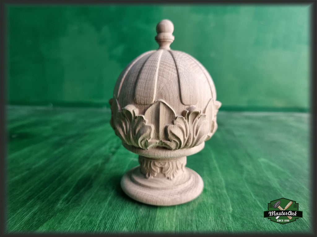 Decorative Architectural Wooden Finial, Staircase Newel Post Cap, Curtain rod finial