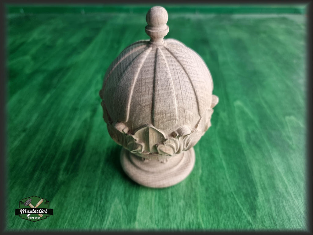 Decorative Architectural Wooden Finial, Staircase Newel Post Cap, Curtain rod finial