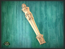 Load image into Gallery viewer, Caryatid Carved Corbel, Unpainted, Decorative Caryatid of wood, 1pc, Home Wall Embellishments, wood onlays
