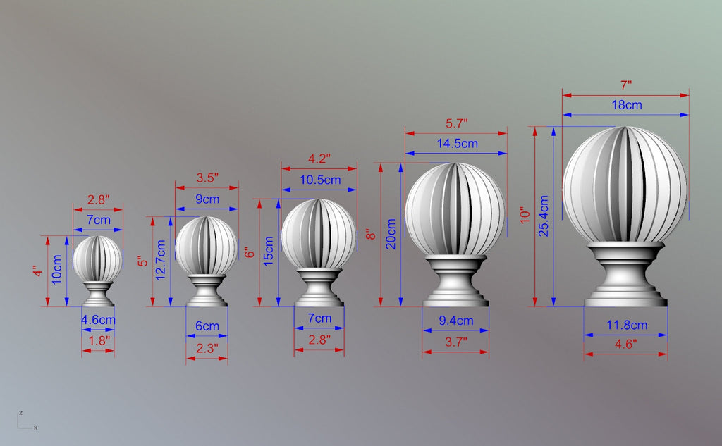 Architectural Wooden Onion Railing Post Topper