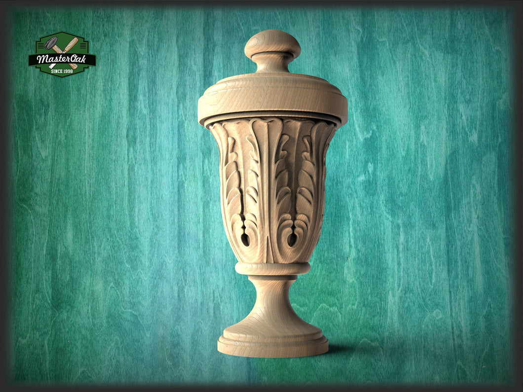 Round Newel Post Cap With Acanthus Leaves