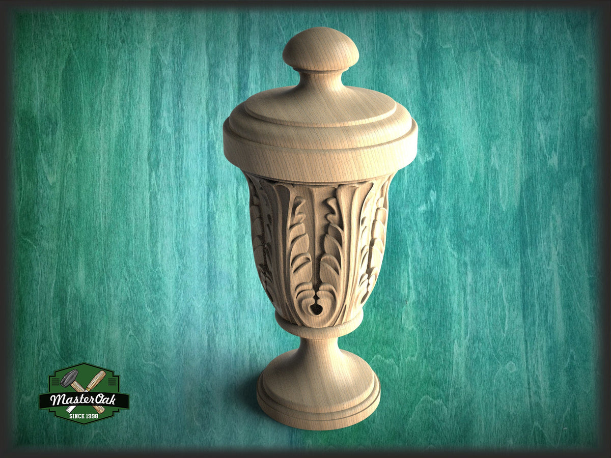 Round Newel Post Cap With Acanthus Leaves