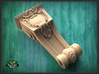 Carved bracket of wood, Unpainted, Decorative Carved Wooden Corbel, 1pc, Home Wall Embellishments, wood onlays, wood wall art decor