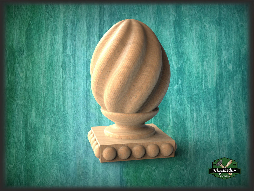 Ornamental Twisted Finial For Furniture with square bottom