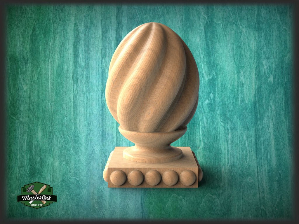 Ornamental Twisted Finial For Furniture with square bottom