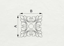 Load image into Gallery viewer, Square Carved Rosette of Wood, 1 piece, Home Wall Embellishments, square wood onlays, wood wall art decor
