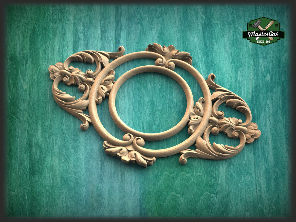 Large Onlay Arched Wooden Center Door decor, Millwork Furniture Onlays For Kitchen Cabinets
