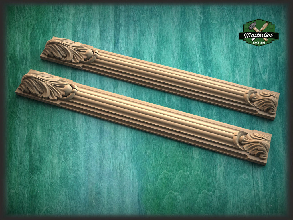Wood pilasters for Fireplace, Set 2pc, Pair of Carved Wood Trim Post Pillars