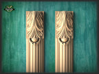 Wood pilasters for Fireplace, Set 2pc, Pair of Carved Wood Trim Post Pillars