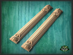 Wood pilasters for Fireplace, Set 2pc, Pair of Carved Wood Trim Post Pillars
