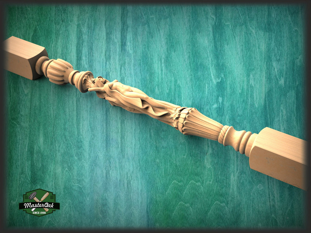 Baluster with women, Wood column with girls, Women stair balusters, Custom size wood balusters for stairs