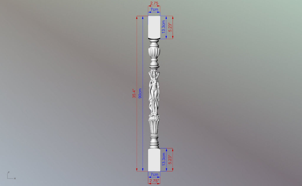 Baluster with women, Wood column with girls, Women stair balusters, Custom size wood balusters for stairs
