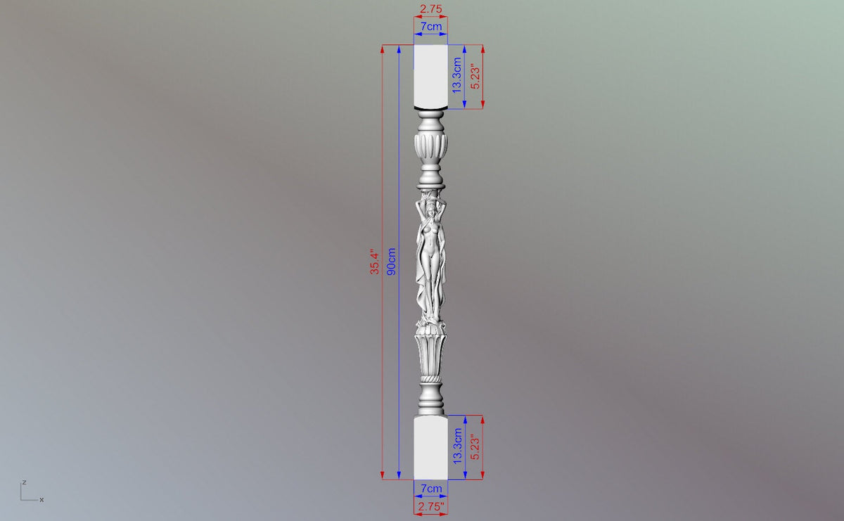 Baluster with women, Wood column with girls, Women stair balusters, Custom size wood balusters for stairs