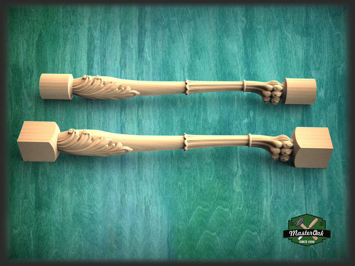 Lion Paw Wooden Baluster for Stairs, Lion leg banister of wood, stair banister lion, Carved wood balusters for stairs