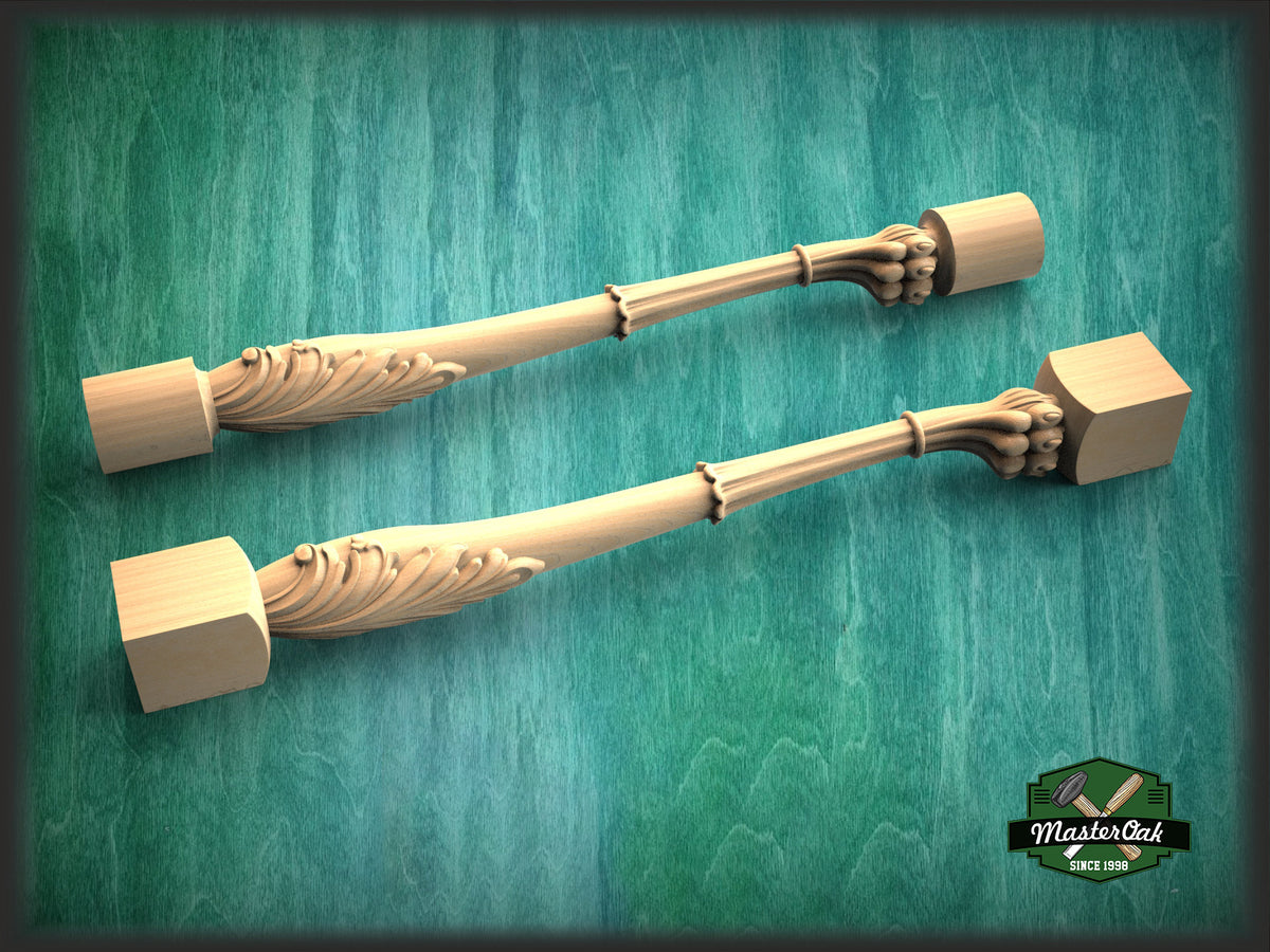 Lion Paw Wooden Baluster for Stairs, Lion leg banister of wood, stair banister lion, Carved wood balusters for stairs