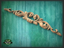 Load image into Gallery viewer, Wood Acorn Carved Horizontal Furniture Applique Onlay, 1pc, Unfinished, Home Wall Embellishments, Furniture Carving, Wood Onlay
