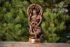Thor statue, Ragnarok, Mjollnir, norse gods, wood carving altar heathen asatru viking god and goddes sculpture wooden scandinavian pantheon