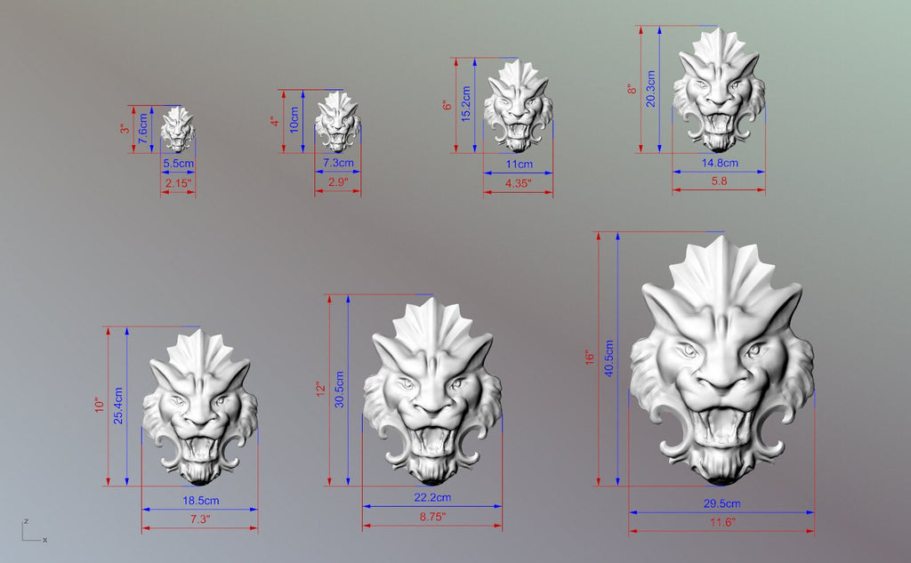 Gothic Lion Mask, Carved lion head, Unpainted, 1pc, Applique furniture decor DIY Furniture Trim Supplies wall ornaments pediments