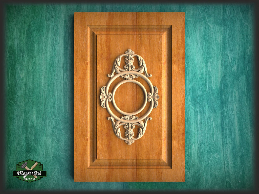 Large Onlay Arched Wooden Center Door decor, Millwork Furniture Onlays For Kitchen Cabinets