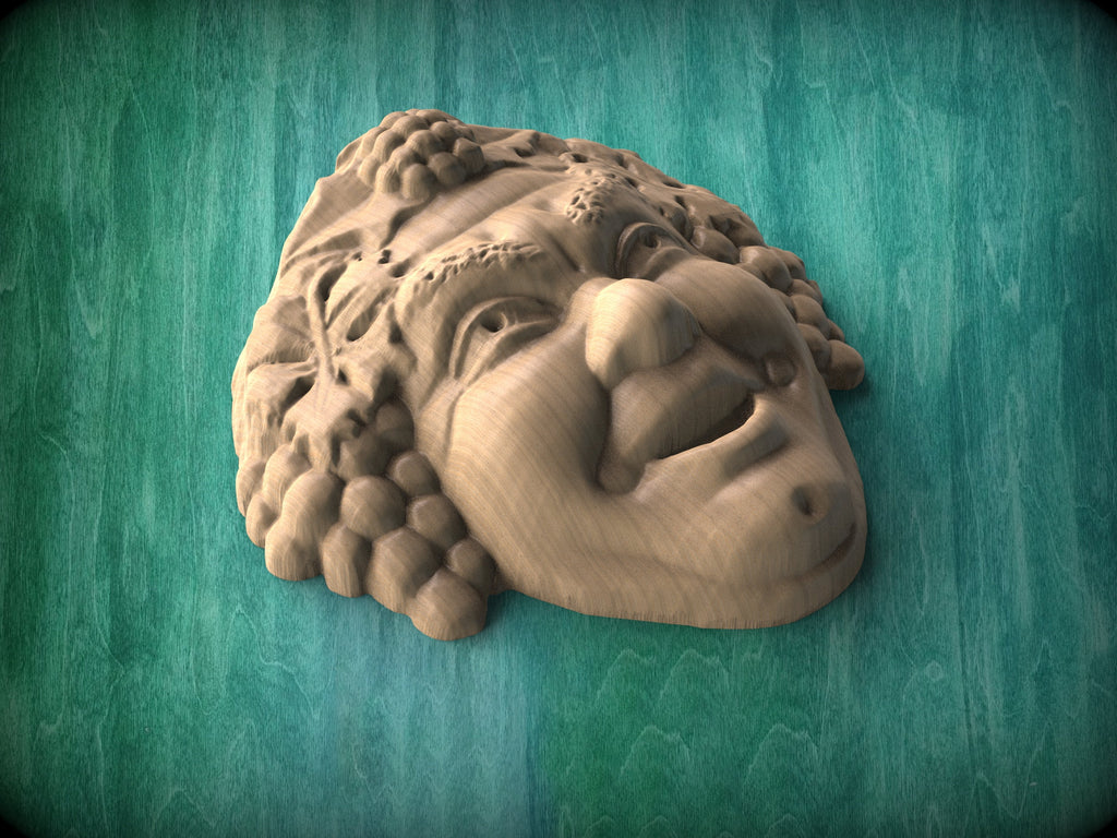 Bacchus,  Dionysus, the god of wine, 1pc wood decor unfinished, grape decor of wood