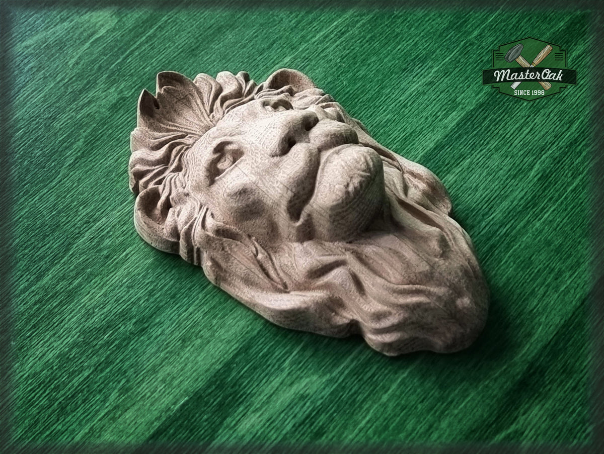 Lion head pediment applique, Carved Wood Face, Wood Carving Wall Art Wood Onlay