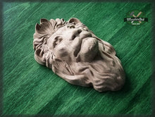 Load image into Gallery viewer, Lion head pediment applique, Carved Wood Face, Wood Carving Wall Art Wood Onlay
