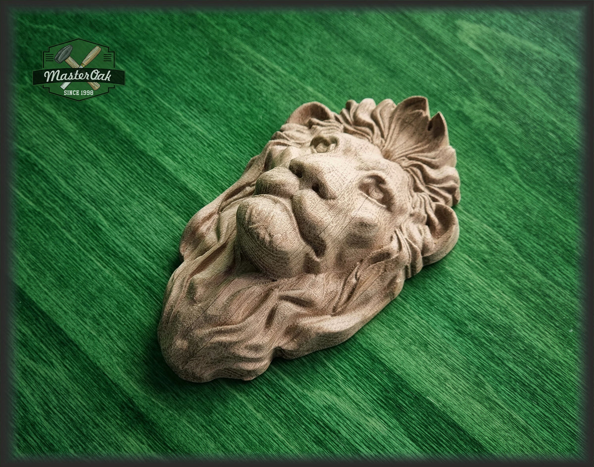 Lion head pediment applique, Carved Wood Face, Wood Carving Wall Art Wood Onlay